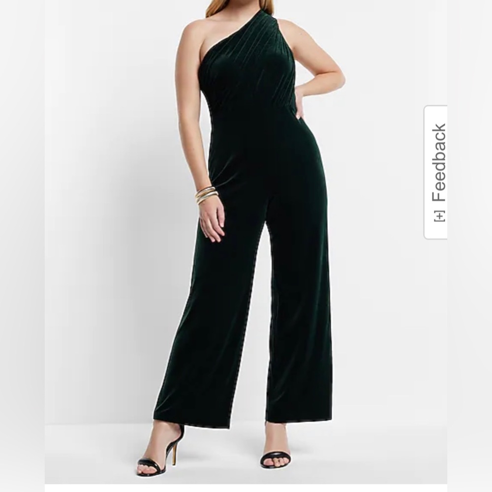 Velvet one shoulder jumpsuit worn once for xmas photo purchased from express
